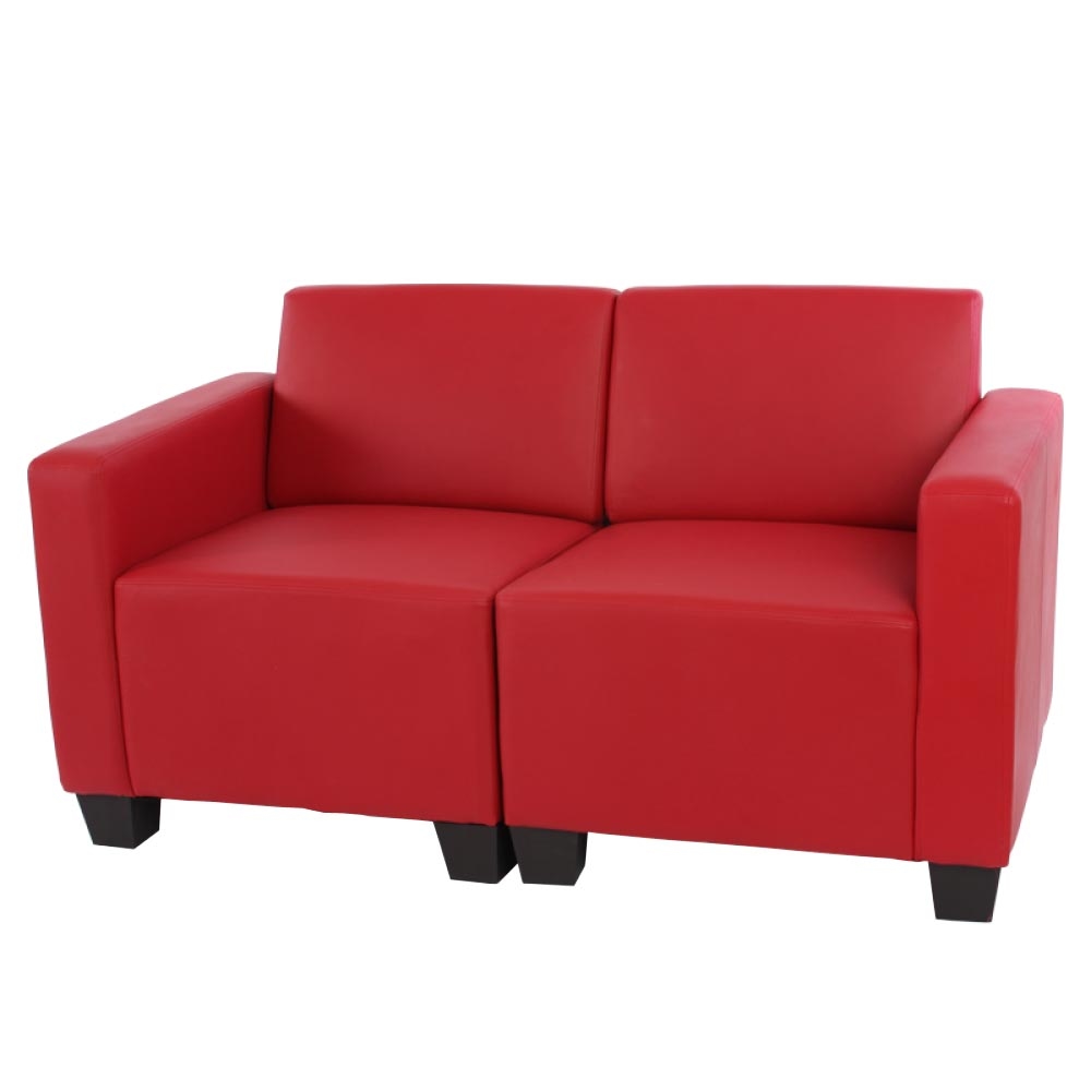 Mendler Modular 2-Sitzer Sofa Couch Lyon, Kunstleder ~ rot Image