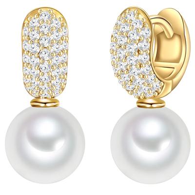 Rafaela Donata Ohrhänger Sterling Silber Zirkonia Muschelkernperle in Gelbgold 22,4 mm Damen Image