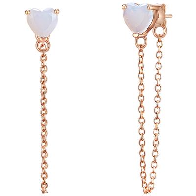 Glanzstücke München - Ohrstecker Herz Sterling Silber Mondstein (synth.) in Roségold Ohrringe 1 ct Damen Image