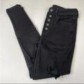 American Eagle Outfitters Jeans | American Eagle Womens Jeans Size 4 Super Hi Rise Jegging Black Button Fly #0585 | Color: Black | Size: 4