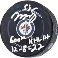 Mark Scheifele Winnipeg Jets Autographed Official Game Puck with "600th NHL Point 12-8-22" Inscription