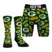 Men's Rock Em Socks Green Bay Packers All-Over Logo Underwear and Crew Combo Pack