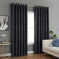 Modern Heavy Jacquard Curtain Pair Eyelet Ring Top Pair Curtains Windows & Door Curtains (Dark-Grey, 90 x 54 Inch)