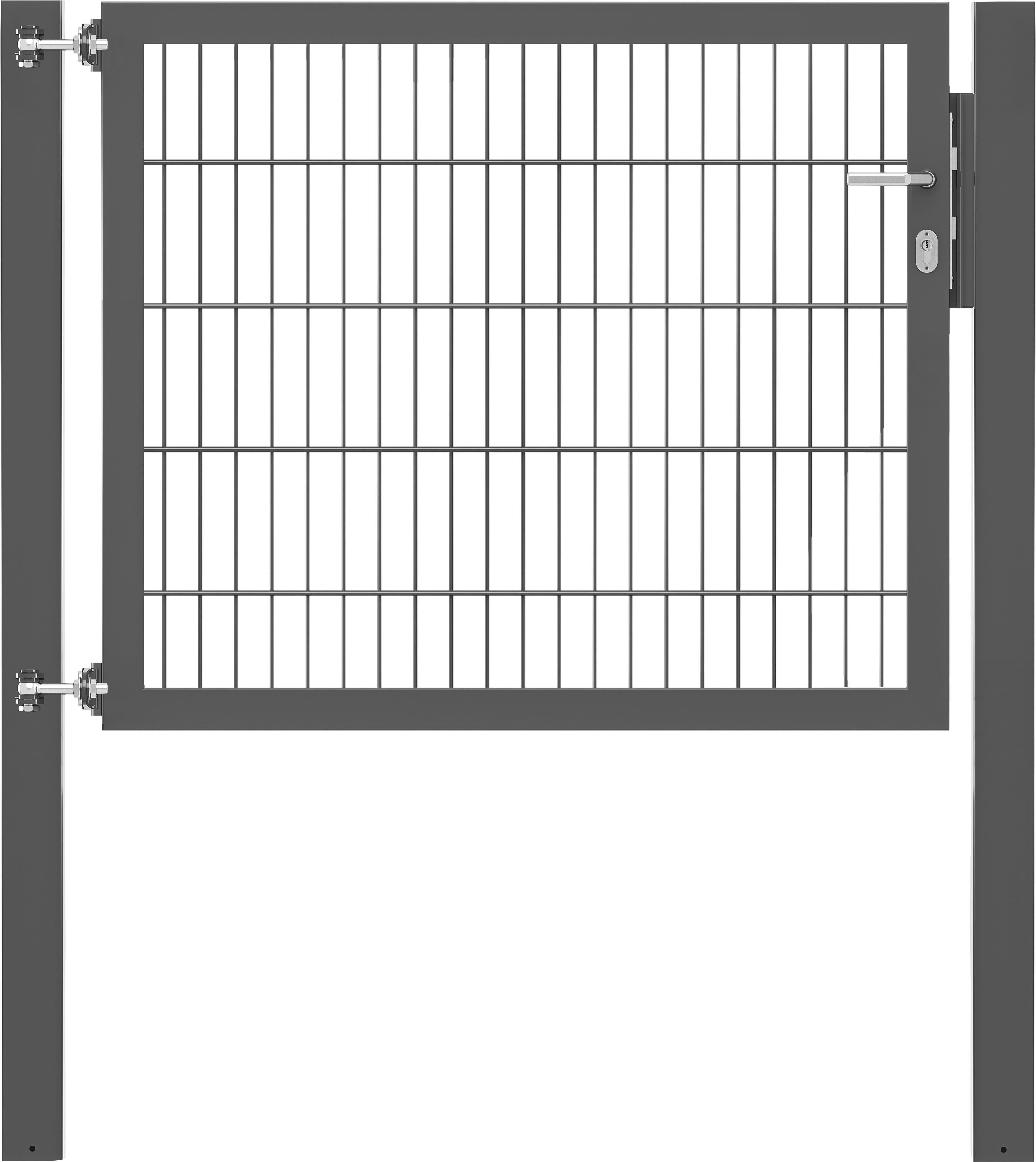 Zauneinzeltür ALBERTS "Flexo Plus", grau (anthrazit), B:125cm H:100cm, Stahl, Tore, anthrazit, verschiedene Abmessungen