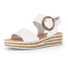 Keilsandalette GABOR, Damen, Gr. 44, weiß (sanftes weiß), Glattleder, unifarben, klassisch, Schuhe, Sommerschuh, Riemchensandale, Klettverschluss unter der Zierschnalle