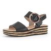 Keilsandalette GABOR, Damen, Gr. 42, schwarz, Glattleder, unifarben, klassisch, Schuhe, Sommerschuh, Riemchensandale, Klettverschluss unter der Zierschnalle