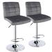 Everly Quinn Square Back Adjustable Bar Stool Velvet Upholstered/Leather/Metal/Faux leather in Gray | 16 W x 15 D in | Wayfair