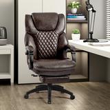 Winston Porter Goce High Back Big & Tall 400lbs Bonded Leather Office Executive Chair w/ Footrest Upholstered in Gray/Brown | Wayfair