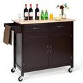 Red Barrel Studio® Cordilia Rolling Kitchen Island Cart On Wheels, Kitchen Utility Trolley & Bar Serving Cart W/rubber Wood Top | Wayfair