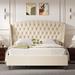 Lark Manor™ Alaijha Upholstered Tufted Low Profile Platform Bed Upholstered, Solid Wood in Brown | 52 H x 80 W x 86 D in | Wayfair