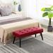 Willa Arlo™ Interiors Letson Upholstered Bench Polyester in Red/Black/Brown | 17 H x 40.25 W x 16.25 D in | Wayfair