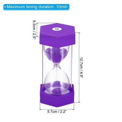 10 Min Sand Timer, Hexagon w Plastic Cover Count Down Sand Clock Glass