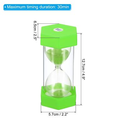30 Min Sand Timer, Hexagon w Plastic Cover Count Down Sand Clock Glass