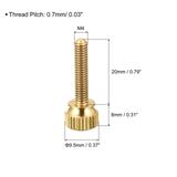 Knurled Thumb Screws, Brass Shoulder Bolts Stepped Grip Knobs Fasteners for PC, Electronic - Brass Tone