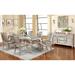 Metallic Platinum Wood Dining Set with Tufted Chairs and Buffet Server