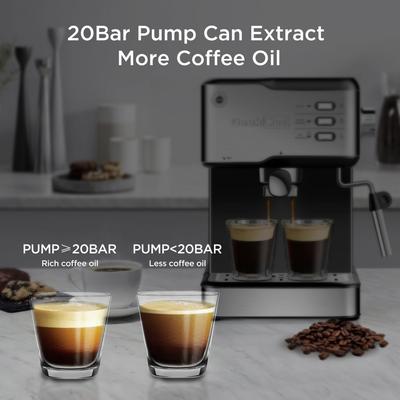 20 Cup Stainless Steel Semi-Automatic Espresso Machine with ESE POD Capsules Filter and Milk Frother Steam Wand