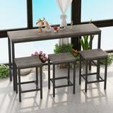 4-Piece Extra Long Dining Table Set, Bar Set Pub Table Set with 3 Stools for Kitchen Dining Room