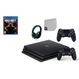 Pre-Owned Sony PlayStation 4 Pro 1TB Gaming Console Black 2 Controller Included with Call Of Duty Black Ops 3 BOLT AXTION Bundle (Refurbished: Like New)