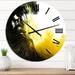 DESIGN ART Designart Abstract Of Black Meeting Yellow Modern wall clock 23 In. Wide x 23 In. High