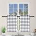 Simple Deluxe Buffalo Check Gathered Window Curtain Pair of 2 -Plaid Light Filtering Farmhouse Drapes for Dining Room