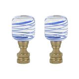 Aspen Creative 24026-32 Clear with Blue Grain Glass Lamp Finial in Copper 2 Tall 2 Pack