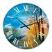 DESIGN ART Designart Evening On Autumn Road Traditional wall clock 16 In. Wide x 16 In. High