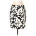 Banana Republic Casual Pencil Skirt Knee Length: Black Floral Bottoms - Women's Size 0