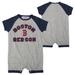 Newborn & Infant Heather Gray Boston Red Sox Extra Base Hit Raglan Full-Snap Romper