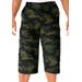 Men's Big & Tall 17" Side Elastic Cargo Shorts by KingSize in Olive Camo (Size 36)