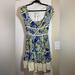 Free People Dresses | Free People Yellow Green Blue Floral Boho Eyelet Lace Detail Cotton Dress Size 4 | Color: Blue/Yellow | Size: 4
