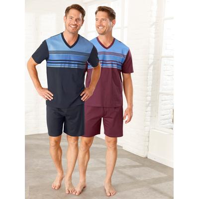 Shorty, Herren, Gr. 52/54, bunt (marine, bordeaux), 100% Baumwolle, Kurzarm, Homewear-Sets Image