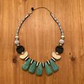 Anthropologie Jewelry | Anthropologie 21 Inch Bib Necklace | Color: Green/Tan | Size: Os