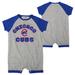 Newborn & Infant Heather Gray Chicago Cubs Extra Base Hit Raglan Full-Snap Romper