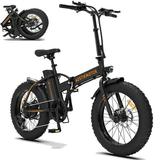 Folding Electric Bike iRerts Portable Adults Electric Bikes for Women Men 3 Riding Modes Electric Folding Bike Electric Bicycle with 500W Motor 20 Fat Tire Adult Bike for On Duty/Off Duty Black