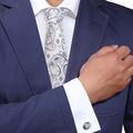 A2003 Silver Patterned Dim Grey Excellent Formal Wear One Size In Bulking Gift Idea Silk Ties Cufflinks Set 2PT By Y&G