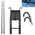 6.2M Heavy Duty Telescopic Ladders With Hooks 14 Steps Aluminum Extending Roof Ladder for Multi-Purpose Indoor Outdoor Roof Work Decoration Builder Supply 150KG Capacity - Black