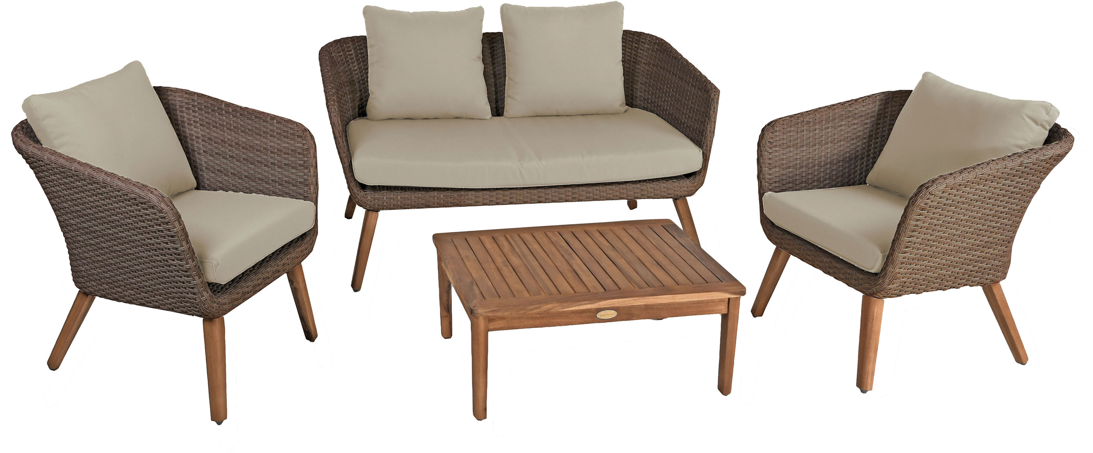 Gartenlounge-Set GARDEN PLEASURE "ARONA", braun (braun,), Massivholz, Sitzmöbel-Sets