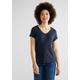 T-Shirt STREET ONE Gr. 34, blau (deep blue) Damen Shirts V-Shirts