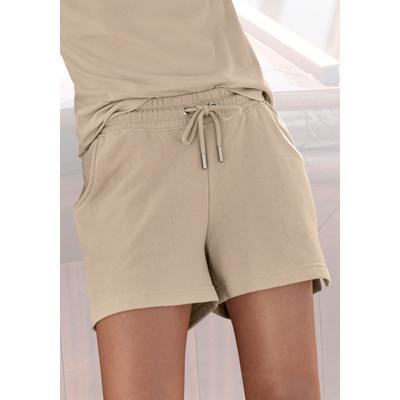 Sweatshorts H.I.S, Damen, Gr. 32/34, N-Gr, braun (nougat), Interlock, Obermaterial: 60% Baumwolle, 40% Polyester, unifarben, Basic, kurz, Hosen, im maritimen Stil, Loungewear, Loungeanzug Image