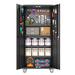 WFX Utility™ Metal Garage Cabinet w/ Pegboard & Wheels, Multifunctional Lockable Storage Cabinet w/ Shelves in Black | 71 H x 31 W x 16 D in | Wayfair