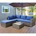 Ebern Designs Salkeld Sectional Seating Group w/ Cushions Synthetic Wicker/All - Weather Wicker/Wicker/Rattan in Gray | Outdoor Furniture | Wayfair