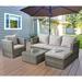 Ebern Designs Evaristus 4 Piece Sectional Seating Group w/ Cushions Synthetic Wicker/All - Weather Wicker/Wicker/Rattan in Gray | Outdoor Furniture | Wayfair