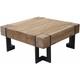 Table basse de salon en bois de sapin massif rustique certifié fsc couleur naturelle 90x90cm - noir