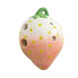 6 Hole Strawberry Ocarina - Ceramic Ocarina with Neck Strap for Kids Beginners Perfect Music Gift pink whiteï¼ŒG2104