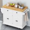 Rolling Kitchen Island Cart with Storage Cabinet, Mobile Kitchen Island Table w/ 2 Drawers,4 Door Cabinet & Towel/Spice Rack