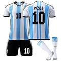 Argentina No.10 Messi Jersey (24 Yards) Argentina Soccer Jersey 2022 Messi Shirt Short Sleeve Football Kit Kids/Adult Soccer Fans Gifts