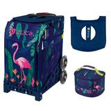 Zuca Sport Bag - Flamingo with Gift Lunchbox and Seat Cover (Navy Frame)