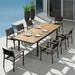 HIGOLD Heck Extendable Teak Outdoor Dining Set for 8/12 Person Aluminum by FSC Teak - 8 Seaters