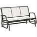 Outsunny Outdoor Glider Bench for 3 with Breathable Mesh Fabric Cream White