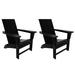 WestinTrends Ashore Adirondack Chairs Set of 2 All Weather Poly Lumber Outdoor Patio Chairs Modern Farmhouse Foldable Porch Lawn Fire Pit Plastic Chairs Outdoor Seating Black